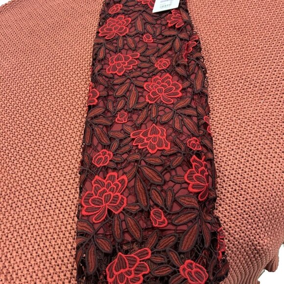 Calvin Klein Two-Tone Lace Sheath Dress - Size 6 | NWT Rosewood Red Midi - Picture 4 of 14